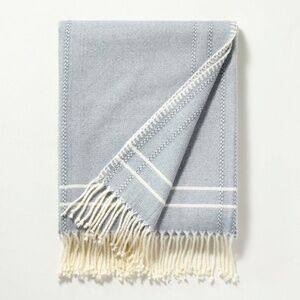 NWOT Hearth & Hand Magnolia Striped Throw Blanket with Fringe Blue